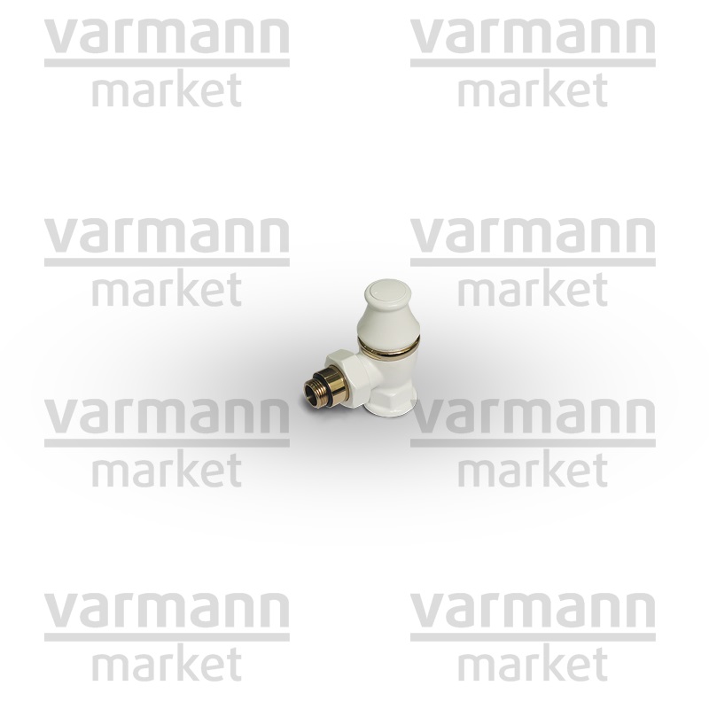Угловой запорный клапан для радиатора белый RAL 9010 Exemet, размер: 1/2” x 3/4”, 0323-2000V00A