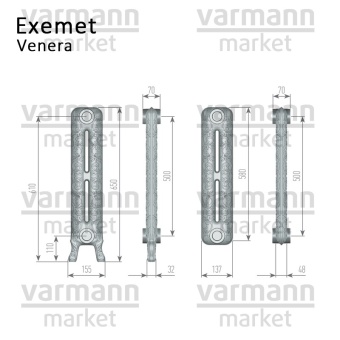 Чугунный радиатор Venera 650/500 17